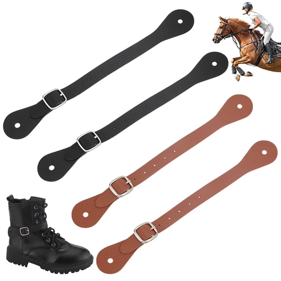 2 Colors PU Leather Spur Straps Adjustable Straps Single Ply Spur Straps 6 Holes Western Men Women's Boots Accessories