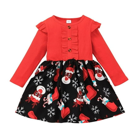 

CuteOn Dress for Toddler Baby Girls Rainbow Sleeveless Cotton Dress Red 1-2T