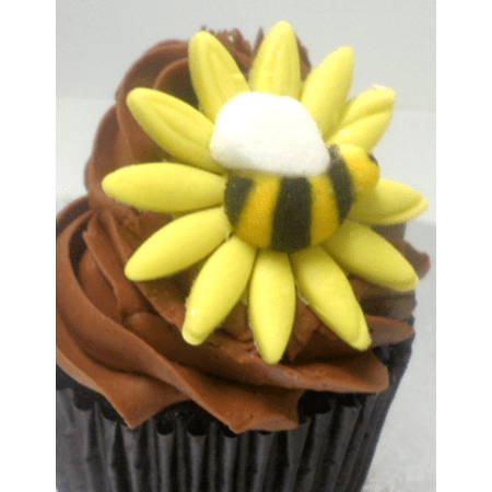 12 Edible Sunflower Bee Edible Cupcake Decorations Walmart Com