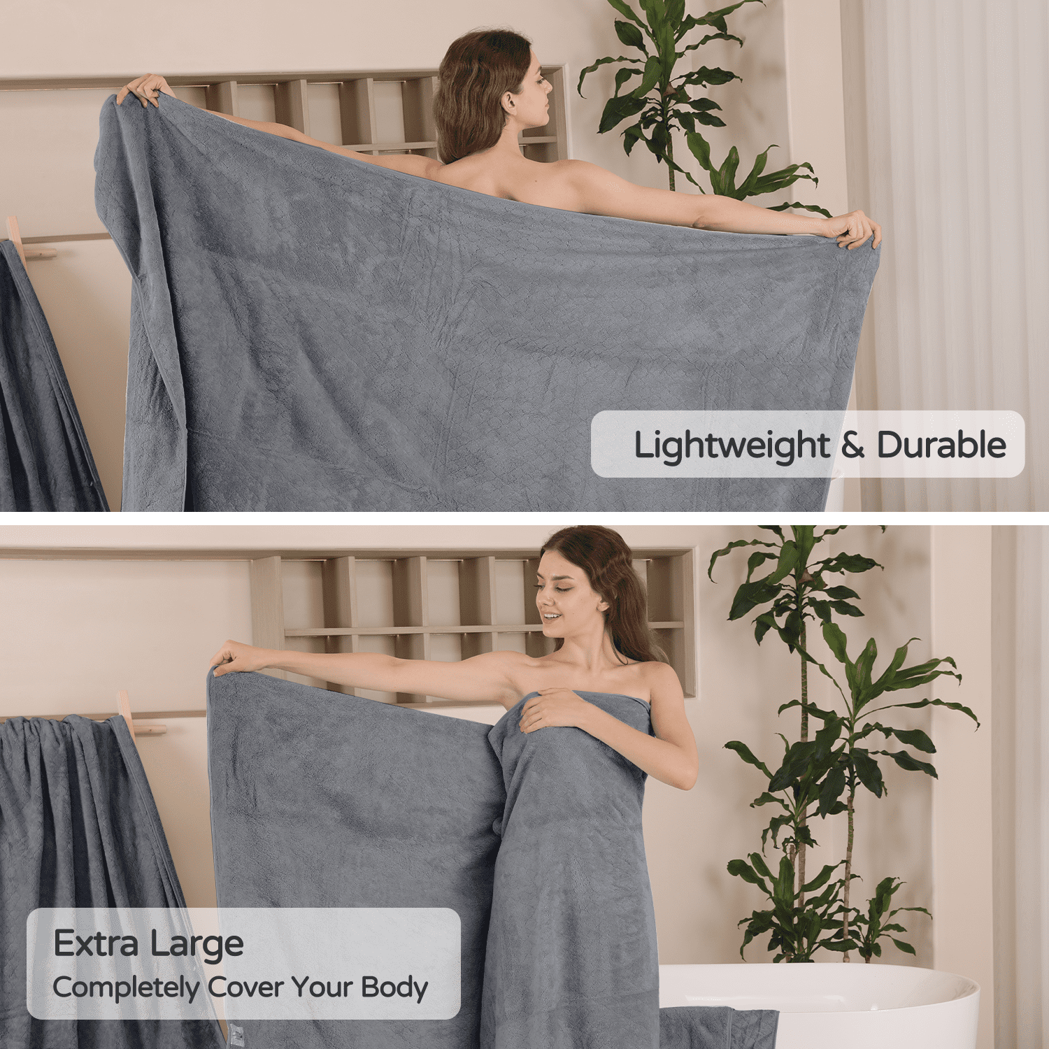 Beartech 8 Piece Microfiber Bath Towels Set - 2 Bath sheets,2 Hand Towels,4 Washcloths,Soft & Highly Absorbent Family Towels,Quick Dry & Less Lint Shower towels for Bathroom,Spa-Dark Gray