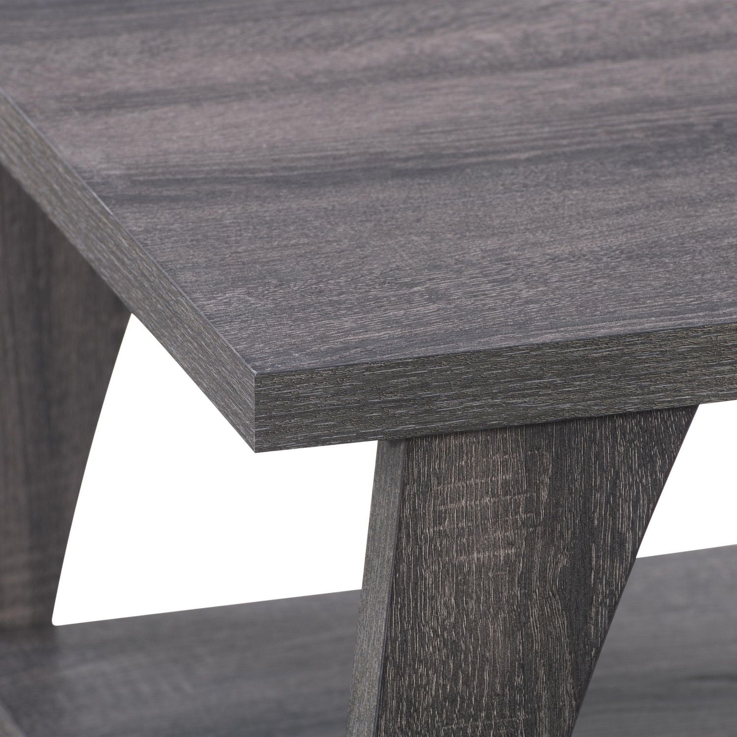 CorLiving Hollywood Mid-Century Modern Dark Grey Engineered Wood Two-Tier Indoor Coffee Table