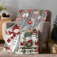 thumbnail image 2 of Christmas Snowman Truck Flannel Blanket for Bed,Travel and Camping, Poinsettia Leaf Xmas Balls Super Soft Cozy Blanket for All Seasons 60"x80", 2 of 9