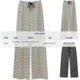thumbnail image 3 of Womens Striped Wide Leg Pants High Waist Drawstring Casual Vacation Lounge Trousers White Free Size, 3 of 5