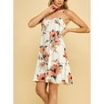 thumbnail image 4 of Made by Johnny Women's V-Neck Spaghetti Strap Tunic Short Dress S WHITE_FLORAL, 4 of 6