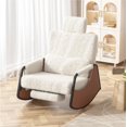 thumbnail image 1 of AECOJOY Rocking Recliner Chair with Retractable Footrest and Adjustable Backrest, Teddy Fabric Glider Rocking Chair for Living Room or Bedroom, White, 1 of 8