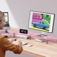 thumbnail image 3 of Dual Monitor Stand Riser, 3-Layer Pink Acrylic Desk Organizer with -Slip Pads for 2 Screens, 3 of 6