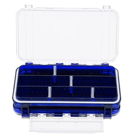 Xirurus Double Sided Fishing Tackle Boxes MultiFunctional Lure Organizer Bait Storage Case (Transparent Blue 6.9 inches / 17.5 cm)
