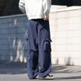 thumbnail image 3 of Cargo Pants for Men, Solid Color Pocket Elastic Waist Casual Fashion Trousers for Spring Summer, 3 of 7