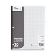 Graph Paper Tablet, 3-Hole, 8.5 X 11, Quadrille: 4 Sq/in, 20 Sheets/pad, 12 Pads/pack | Bundle of 2 Packs