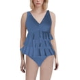thumbnail image 1 of Duoif Maillot de Bain une Pièce pour Femmes, Maillot de Bain à Volants, Robe de Bain Rétro Couvrante, Maillots de Bain Contrôle du Ventre pour Femmes, Marine TG, 1 of 4