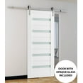thumbnail image 6 of Sturdy Barn Door 36 x 80 inches Frosted Glass | Quadro 4445 White Silk | Top Mount Stainless Steel 6.6FT Rail Hangers Heavy Set | Solid Panel Interior Doors, 6 of 6
