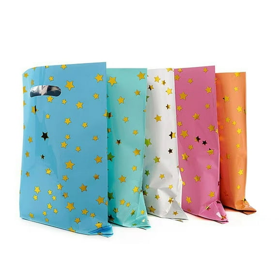 25pcs Thicker Gift Bags with Handles, Party Favor Bag Goodie Bags with Sparkling Stars, Suitable for Baby shower, Wedding, Thanksgiving, Christmas, New Years
