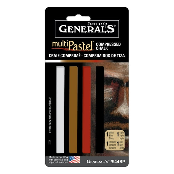General Pencil Compressed Pastel Chalk Set, 4-Colors, Traditional Colors