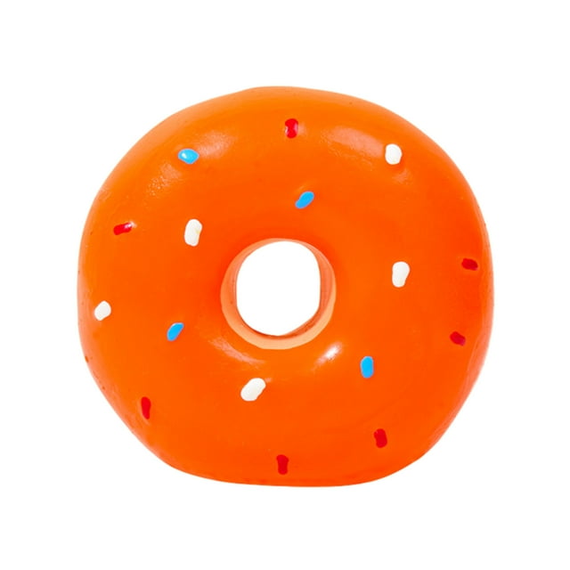 Durable Latex Dog Squeaky Donut Chew Toy for Puppies - Interactive Chewing for Teething Dogs