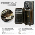 thumbnail image 4 of Crossbody Wallet Case for iPhone 15 with Lanyard Strap Card Slot Holder RFID Blocking Kickstand,Magnetic Flip Folio Zipper Purse Case,Retro  PU Leather Cover Handbag,Coffee, 4 of 9