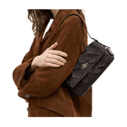 Coach Womens Etta Small Flap Shoulder Bag With Floral Applique