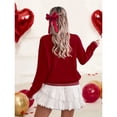 thumbnail image 2 of Women Valentine Knit Sweater Long Sleeve Crewneck Pullover with LOVE Letters Casual Warm Holiday Gift Tops, 2 of 6