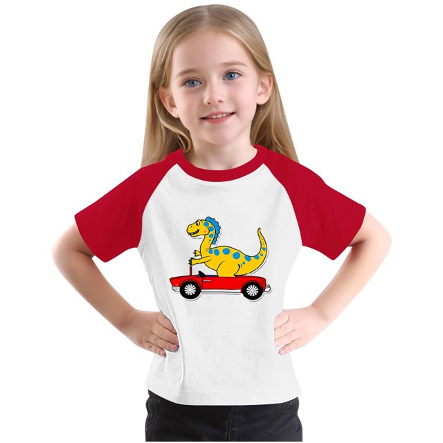 RXIRUCGD 2025 Vêtements d'Été pour Enfants Tout-Petits Garçons Filles Mode Mignon Col Rond Imprimé Manches Courtes Haut