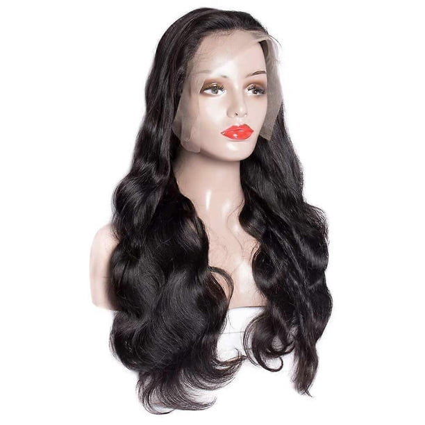Peluca de cabello humano rizado de 20 pulgadas de largo con encaje frontal, color negro natural, sin pegamento, encaje completo, cabello virgen ruso.