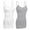2Pack: White Heather Gray, variant on Women & Juniors Basic Layering Built in Bra Spaghetti Strap Long Cami Top Tank