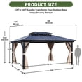 thumbnail image 2 of Dextrus 12' x 16' Hardtop Gazebo, Double Roof Polycarbonate Canopy, Outdoor Shelter with Mosquito Netting & Privacy Curtains, Heavy-Duty Metal Frame for Patio, Backyard, Deck and Lawn, Brown, 2 of 9
