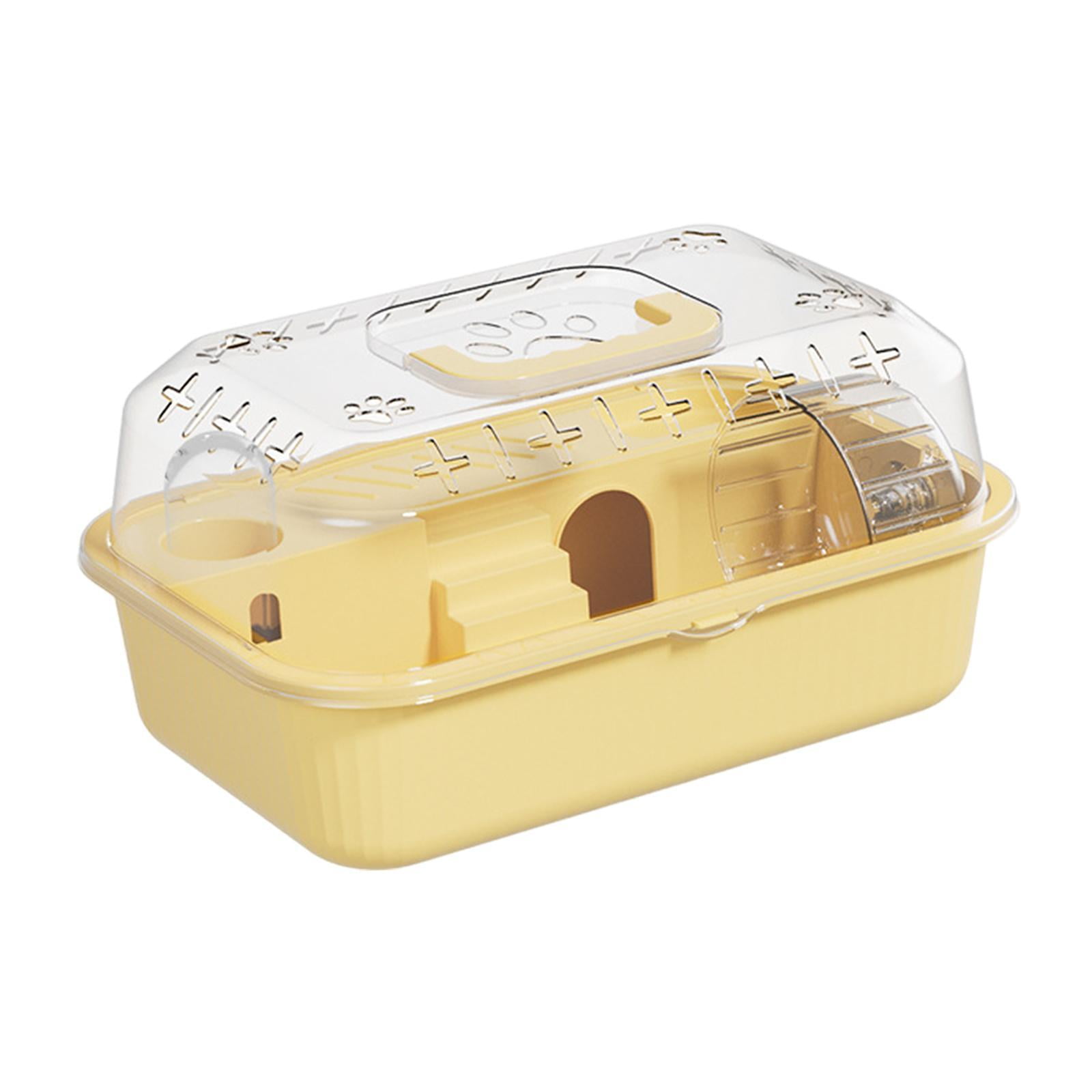Serenable Small Animal Cage, Hamster Habitat Ventilation, Water Bottle, Pet Exercise Playing House,Pet Carrier for Hedgehog Mice Gerbil Lemon Yellow