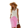 thumbnail image 6 of oelaio Cotton Linen Shorts for Women Plaid Lounge Pajama Shorts Drawstring Elastic Waist Comfy Summer Bermuda Shorts with Pockets Hot Pink XXXL, 6 of 7
