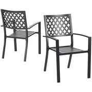 Nuu Garden Outdoor Stackable Dining Metal Chair Bistro Patio Chairs Set of 2 Black