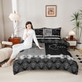 thumbnail image 3 of Erosebridal Retro Damask Flower Queen Comforter Set,Silver Bowknot Queen And King Bedding Comforter Set For Adults, Reversible 3-Piece, 3 of 7