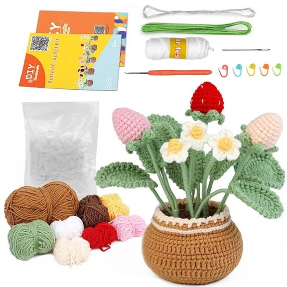 vlrwzc Crochet Flower Kit for Beginners Easy Knit Accessories Set with Instruction Flower Bouquet Potted DIY Crochet Kits