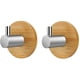 thumbnail image 1 of Ganchos Adhesivos Toallero de Madera y Acero Inoxidable Ganchos para Toallas de Bambú Ganchos para Toallas Autoadhesivos para Baño Cocina Sala de Estar Oficina Paquete de 4, 1 of 7