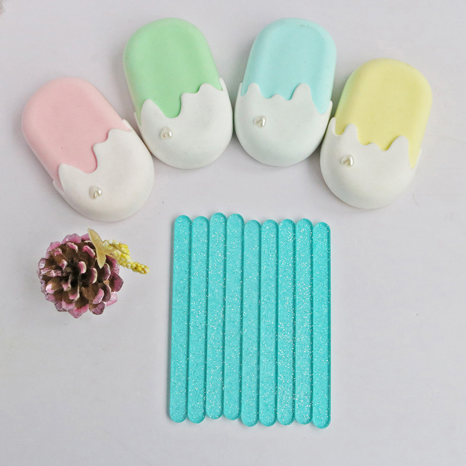 Set of 50 Acrylic Ice Cream Sticks Popsicles Stick Multicolor Ice Cream Tools Making Kitchen Accessories