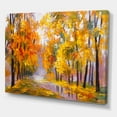 thumbnail image 3 of Designart ' Forest Full Of Fallen Leaves In Autumn Along River ' Lake House Canvas Wall Art Print, 3 of 3