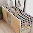 thumbnail image 4 of Easter Bunny Table Runner - 48 Inch Long, Kitchen Dining Table Runner Dresser Scarves, Spring Easter Eggs Floral Black White Check Farmhouse Decor for Coffee Tables Wedding Party Banquet, 4 of 8