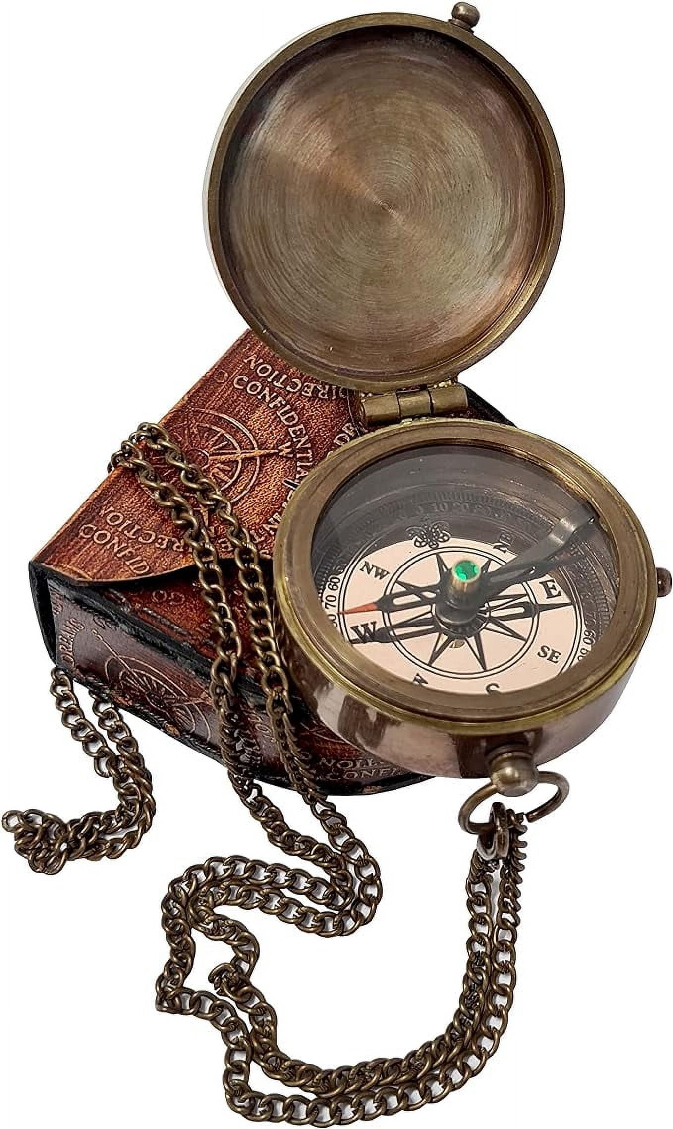Maritime Treasures Instruments Thoreau's Go Confidently Brass Compass, Gift for Graduation, Confirmation Day, Baptism, New Year Gift, Birthday, Anniversary, Communion, Camping Gift