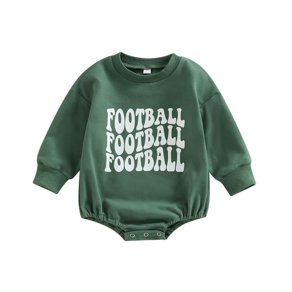 0-18M Infant Baby Boys Girls Bodysuit 3M 6M 12M 18M Long Sleeve Crew Neck Letters Football Print Jumpsuit Casual