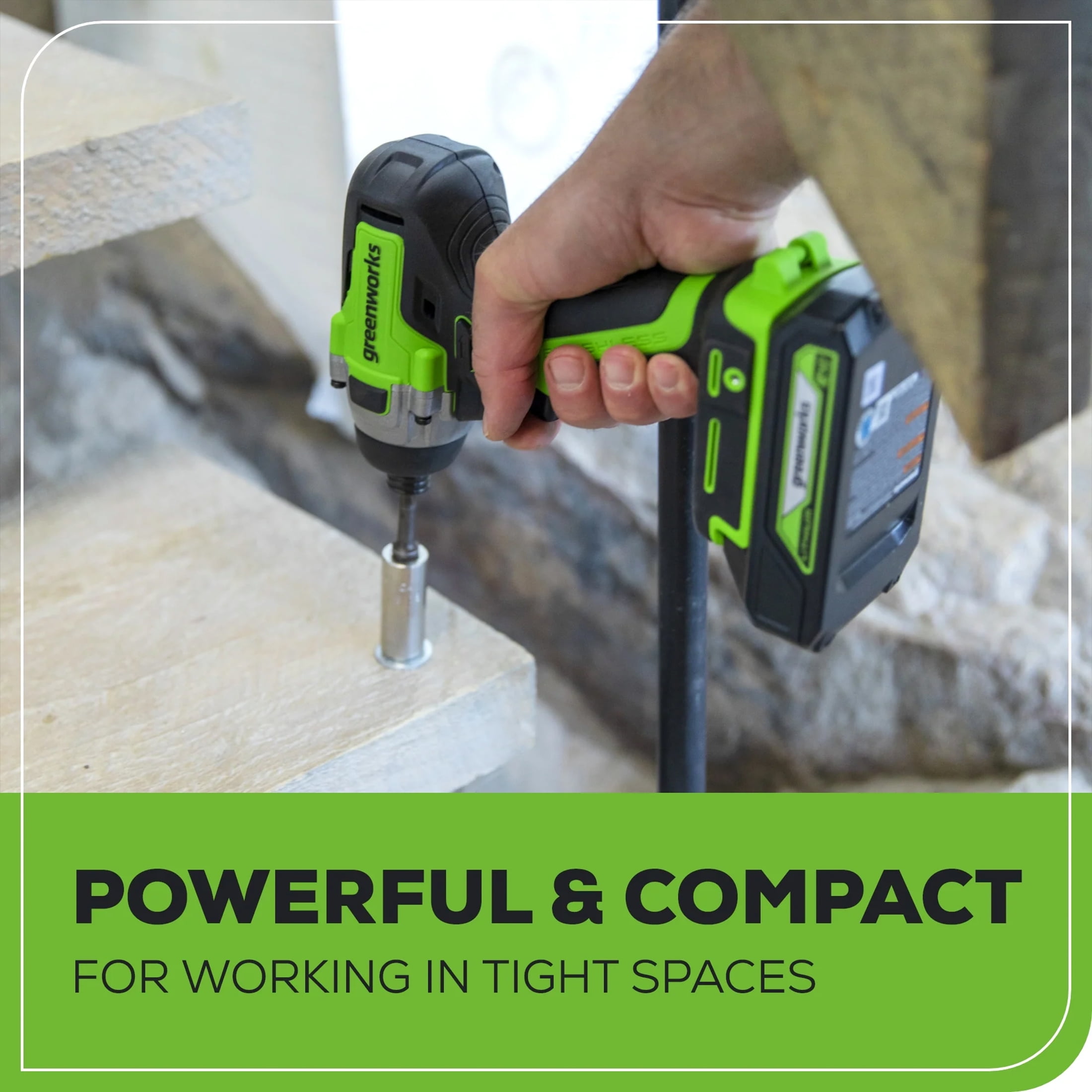 Greenworks 24V Brushless 1/4" Hex Chuck Impact Driver, Battery & Charger Not Included 3703502AZ