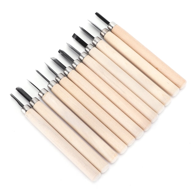 Juego de herramientas para tallar madera, 12 Uds., cuchillo de escultura de acero 55# con caja de almacenamiento para materiales blandos