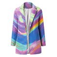 thumbnail image 3 of Chaquetas de traje de lentejuelas Cárdigan estampado con botones y bolsillos para mujer, traje Formal, de manga larga, chaqueta de oficina de negocios, abrigo, blusa,blazer moda（Morado， XL), 3 of 5