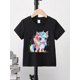 thumbnail image 2 of Camiseta de manga corta con cuello redondo y estampado de unicornio colorido para niña, 2 of 5
