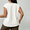 thumbnail image 4 of Crunowin Women's Plus Size Blouse Tops Casual Short Sleeve Round Neck Pleated Tops White Size 3XL, 4 of 8