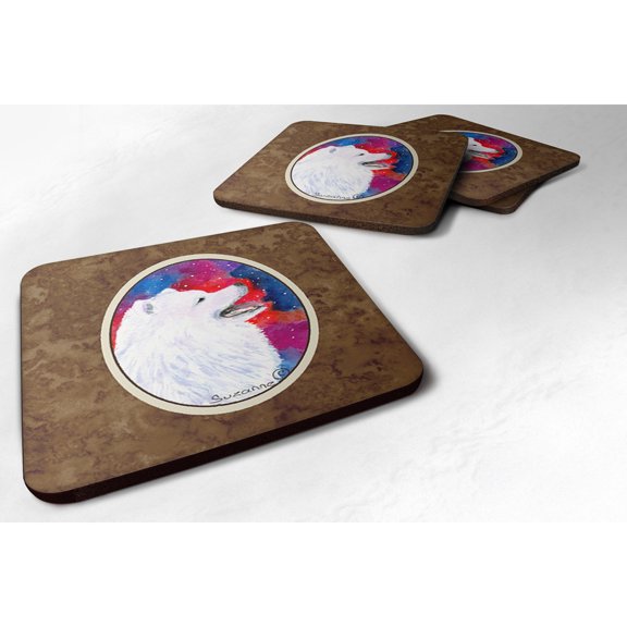 Carolines Treasures SS8752FC Samoyed Foam Coaster Set of 4 3 1/2 x 3 1/2 multicolor
