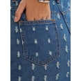 thumbnail image 5 of DARING DIVA Women's Denim Ripped Holes Back Slit Midi Jean Skirts Small Vintage Blue, 5 of 7
