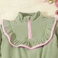 thumbnail image 6 of WOYY Newborn Girls Outfits Ruffle Zipper Mock Neck Sweatshirt Pants Set, Sizes 6M-3T, 6 of 6