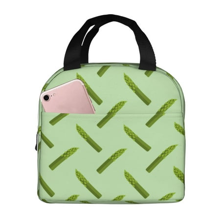 Insulated Lunch Bag for Women Men - Asparagus Pattern green Leakproof Cooler Lunch Box for Women Men  Lunch Tote Bags for Work School Picnic Travel