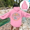 thumbnail image 2 of Half Zip Pullover Women Winter Fall Oversized Hooded Long Sleeve Puff One Shoulder Drawstring Floral Leisure Cotton Sweatshirts Hoodies(Pink,XXL), 2 of 6
