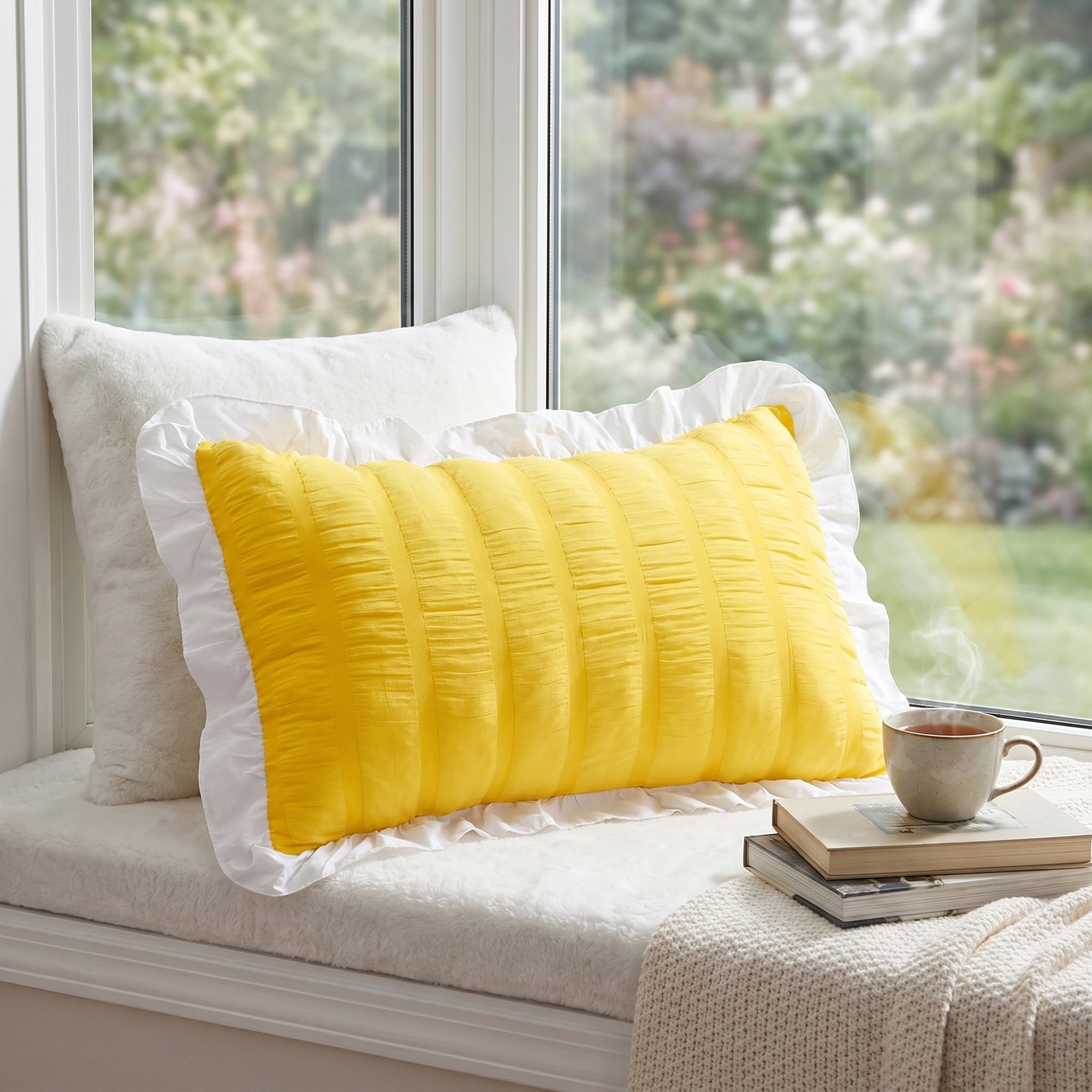 Unique Bargains 2Pcs Polyester Envelope Closure Wrinkle Resistant Pillowcase Queen Yellow