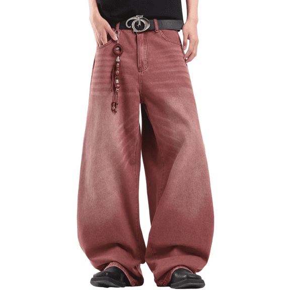 Mrmall Mens Baggy Jeans Wide Leg Loose Fit Casual Jeans Hip Hop Streetwear Denim Jeans