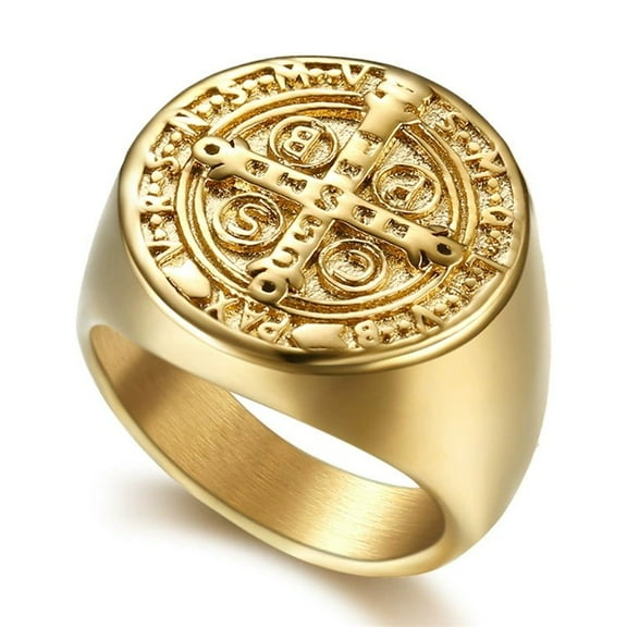 Hot Sale Men 14K Yellow Gold Letter Cross Big Ring Jewelry Punk Geometry High Quality Classic Hop Hip Accesory Jewelry