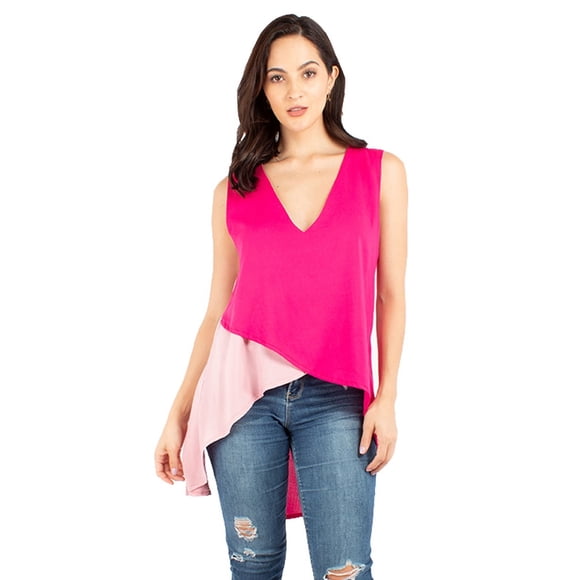 Maxi blusa bicolor con abertura en la espalda